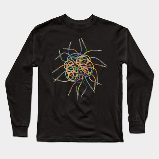 Synthesizer Audio Engineer Recording Sound Mixer Cables Long Sleeve T-Shirt by All-About-Words